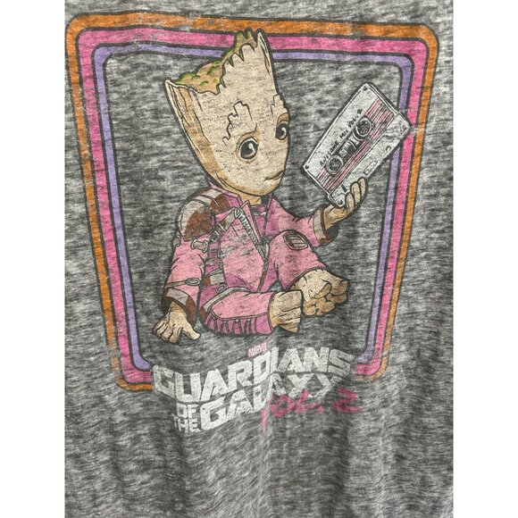 Guardians Of The Galaxy Vol. 2 Groot Raglan Burnout Tee Sz XL Gray Black - Picture 4 of 8